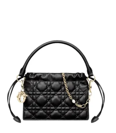 dior top handle drawstring mini bag scarlet black cannage lambskin 19cm mo9qc