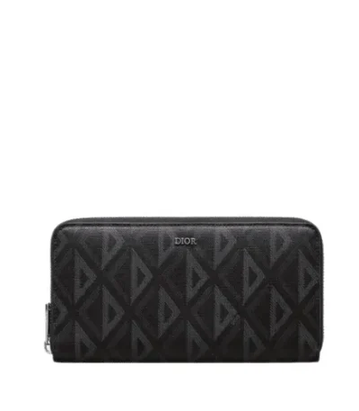 dior zipped long wallet black cd diamond canvas 195cm lobq0