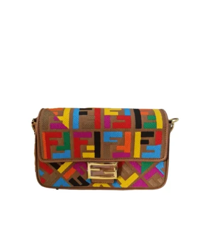 fendi baguette brown canvas with multicolor ff 26cm flxh6