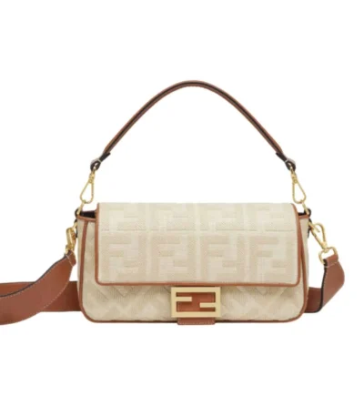 fendi baguette natural straw bag with ff embroidery 26cm bz89i
