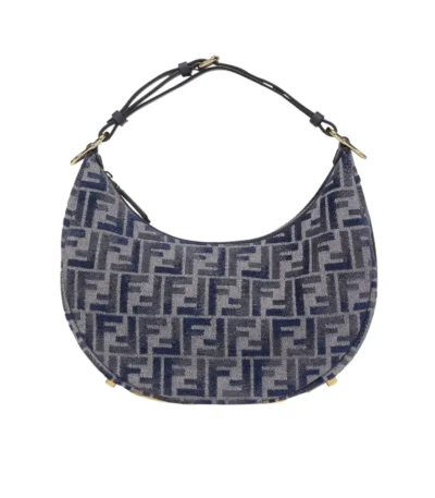 fendi fendigraphy small dark blue ff chenille bag 30cm 0v80p
