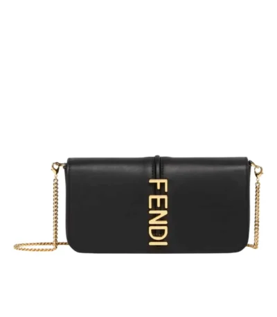 fendi fendigraphy wallet on chain black 21cm r5izc
