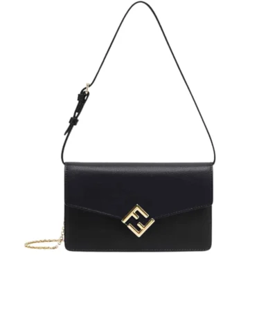 fendi ff diamonds wallet on chain black 22cm 46cp6