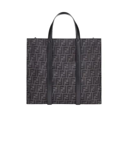 fendi ff jacquard shopper ff jacquard fabric bag black 42cm iepbl