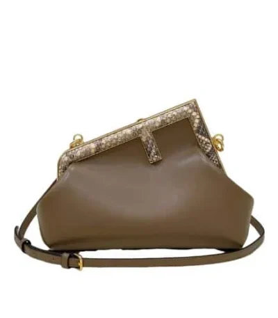 fendi first small brown leather and python leather bag 26cm rlngu