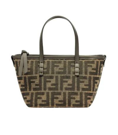fendi mini roll ff jacquard mini bag brown 18cm szvcw
