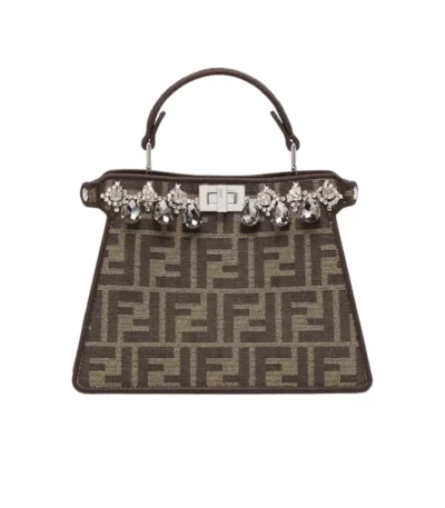 fendi peekaboo iseeu petite jacquard ff fabric bag with crystals 21cm gvvrz