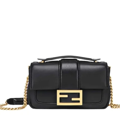 fendi women mini baguette chain shoulder bag black 19cm w1jtm