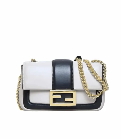 fendi women mini baguette chain shoulder bag white 19cm ecvjy