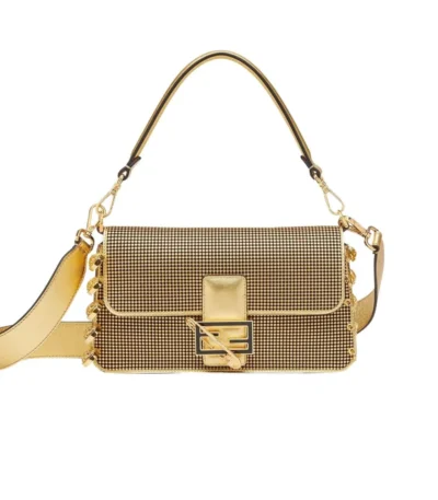 fendi x versace baguette fendace bag in gold perforated leather 25cm qnck6