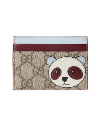 gucci bi color gg card case with panda detail beige ebony 11cm mkgbp