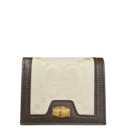 gucci diana jumbo gg card case white with brown line 11cm hgcmp