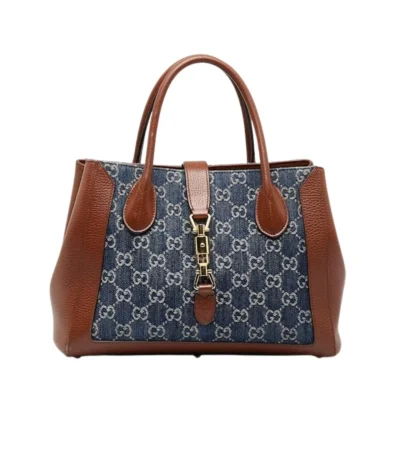 gucci gg denim jackie 1961 tote blue denim 30cm lbxr8