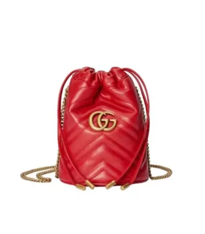 gucci gg marmont matelasse mini bucket bag red 13cm t5hlz
