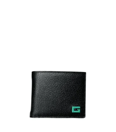 gucci initial g black short wallet black and green 11cm cu9u1