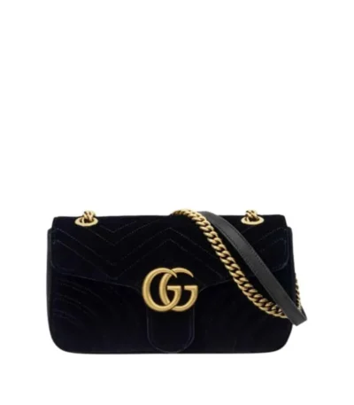 gucci marmont velvet shoulder bag black 21cm npgpn