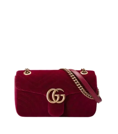 gucci marmont velvet shoulder bag red 21cm oemsh