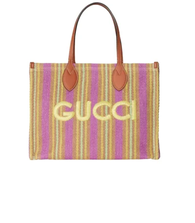 gucci medium jute tote with gucci patch multicolor jute 39cm jws2d
