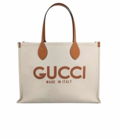 gucci medium tote bag with gucci print white brown 45cm hd7bw