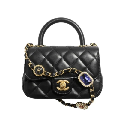 gucci mini flap bag with top handle bijoux chain black 18cm mwohd