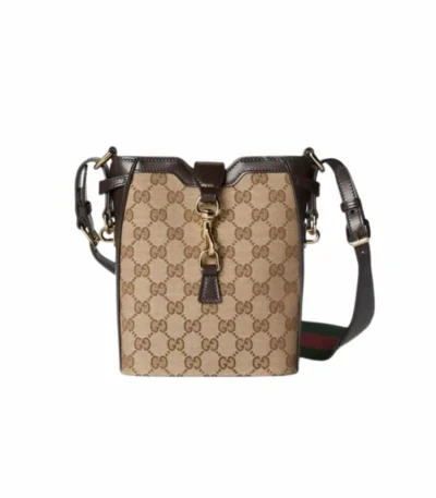 gucci original gg small bucket bag beige and ebony 19cm b7jcb