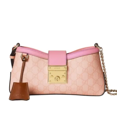 gucci padlock small shoulder bag gg supreme dusty pink 27cm ez7n6