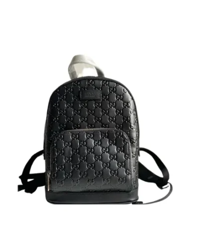 gucci signature double g backpack embossed black leather 29cm sxd6x