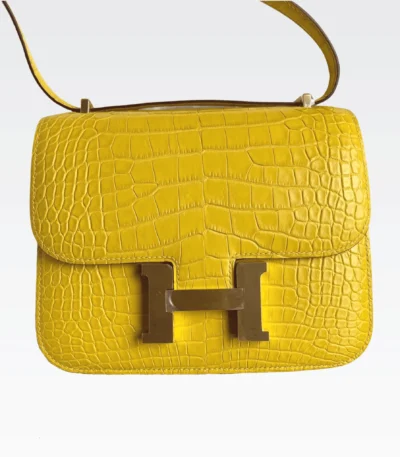 hermes constance alligator matt m9 marigold yellow gold hardware 18cm kmmwr