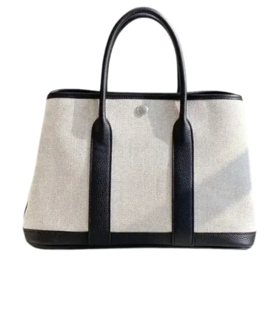hermes garden party 30 handbag canvas black 30cm 5fsec