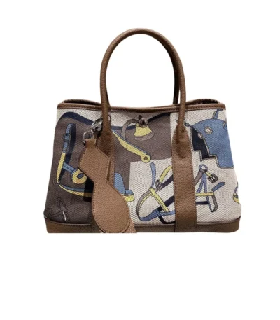 hermes garden party leather handbag brown 30cm exkck