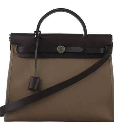 hermes herbag zip 31 bag palladium hardware khaki 31cm edygy