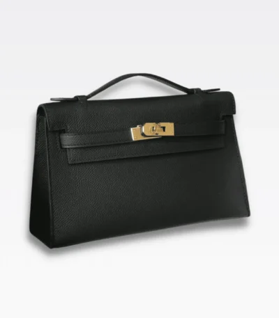 hermes mini kelly pochette gold toned hardware black 22cm bqilj