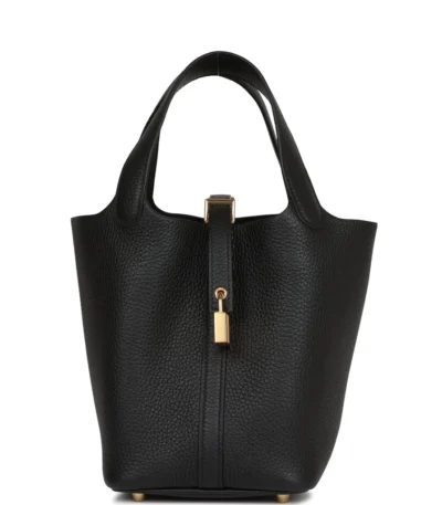 hermes picotin lock 18 black bag with gold toned hardware 18cm agixz