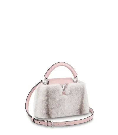 louis vuitton capucines pink with multicolor fur 28cm fu3ep