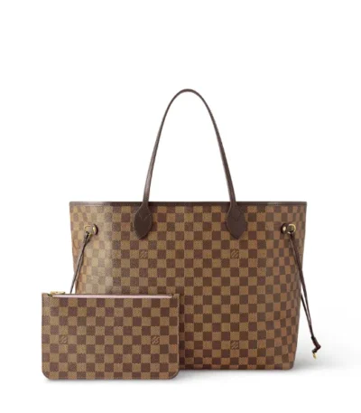 louis vuitton damier ebene neverfull gm brown and light pink 40cm wzk1l