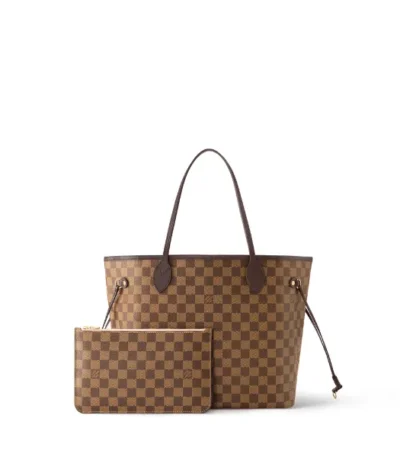 louis vuitton damier ebene neverfull mm brown and light pink 32cm kchci