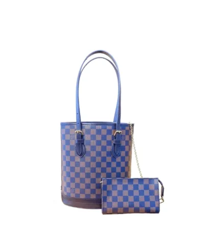 louis vuitton damier marais bucket tote bag navy blue and brown 26cm qbbyb