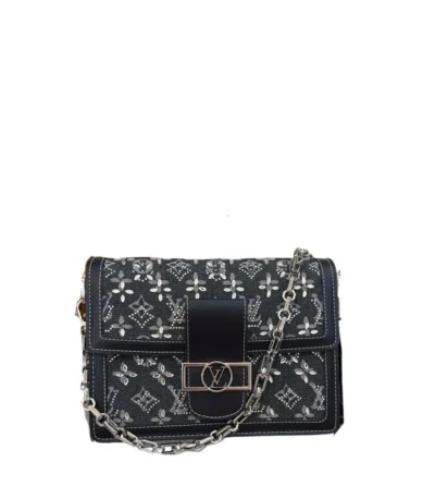 louis vuitton dauphine bag silver hardware black 25cm jrhu0