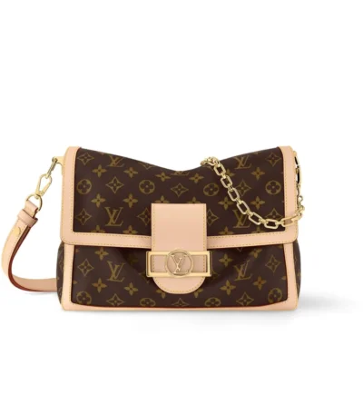 louis vuitton dauphine soft gm bag monogram canvas pink border 28cm dmhmp