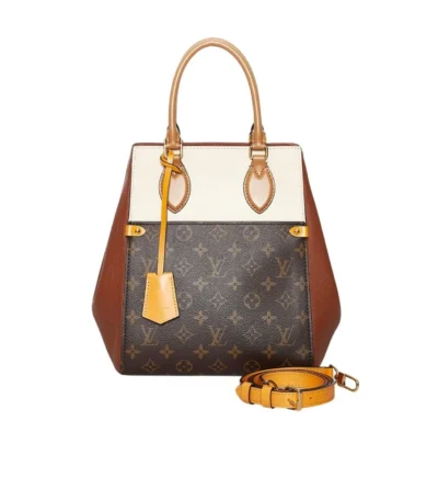 louis vuitton fold tote monogram brown white 22cm qiakf