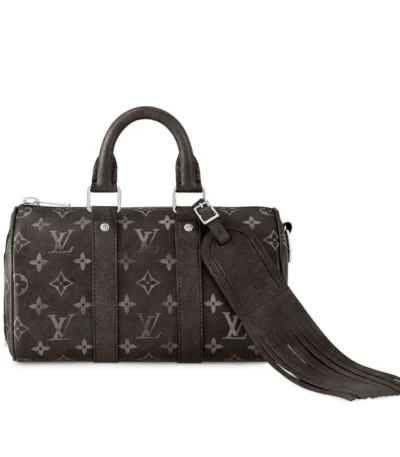 louis vuitton keepall bandoulire 25 bag monogram brushed cowhide black 25cm zptq5