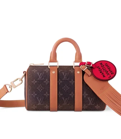 louis vuitton keepall bandoulire 25 monogram dust coated canvas brown 25cm demag