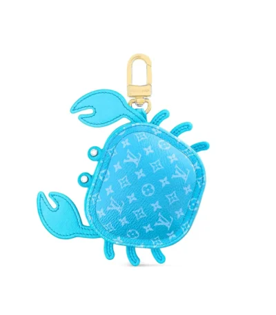 louis vuitton lv crab bag charm leather and canvas blue 9cm 7r6ha