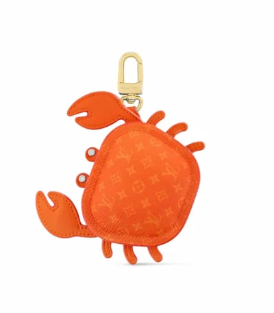 louis vuitton lv crab bag charm leather and canvas orange 9cm zjzsr