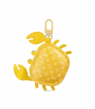 louis vuitton lv crab bag charm leather and canvas yellow 9cm osepo