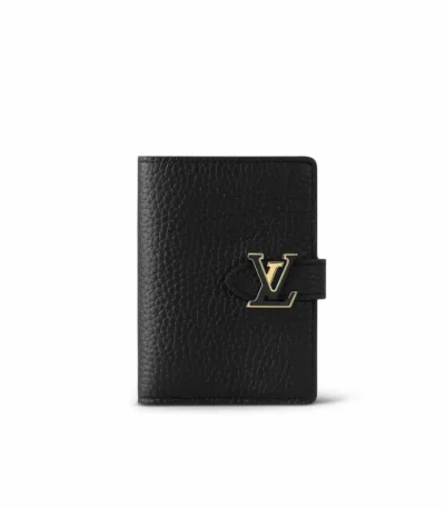 louis vuitton lv vertical compact wallet taurillon leather black 12cm hujsm