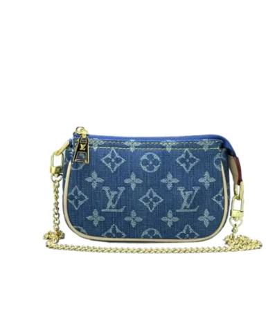 louis vuitton mini pochette accessoires monogram denim blue 10cm x6vty