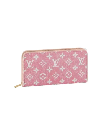 louis vuitton monogram jacquard denim zippy wallet pink 20cm od5mr