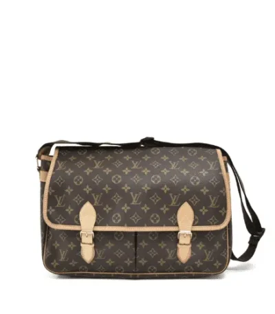 louis vuitton monogram sac gibeciere mm crossbody bag brown with beige line 32cm guxaa
