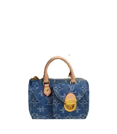 louis vuitton nano speedy bag monogram denim blue 16cm jtl09
